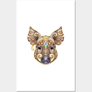 Ornate Decorative Boar, Wild Animal Head Posters and Art